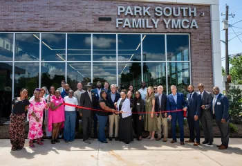 Ribbon cutting from branch opening