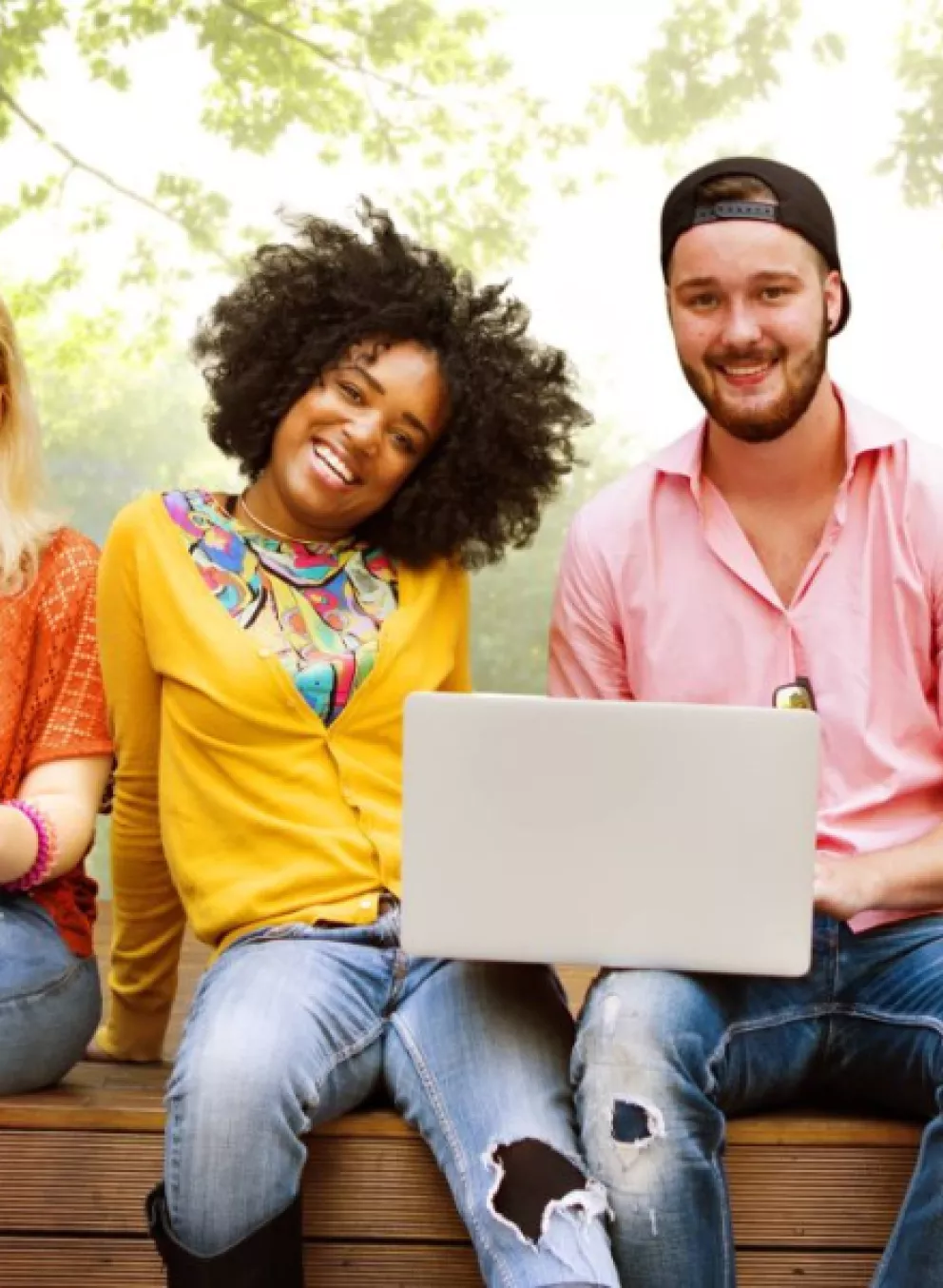 diverse college students smiling