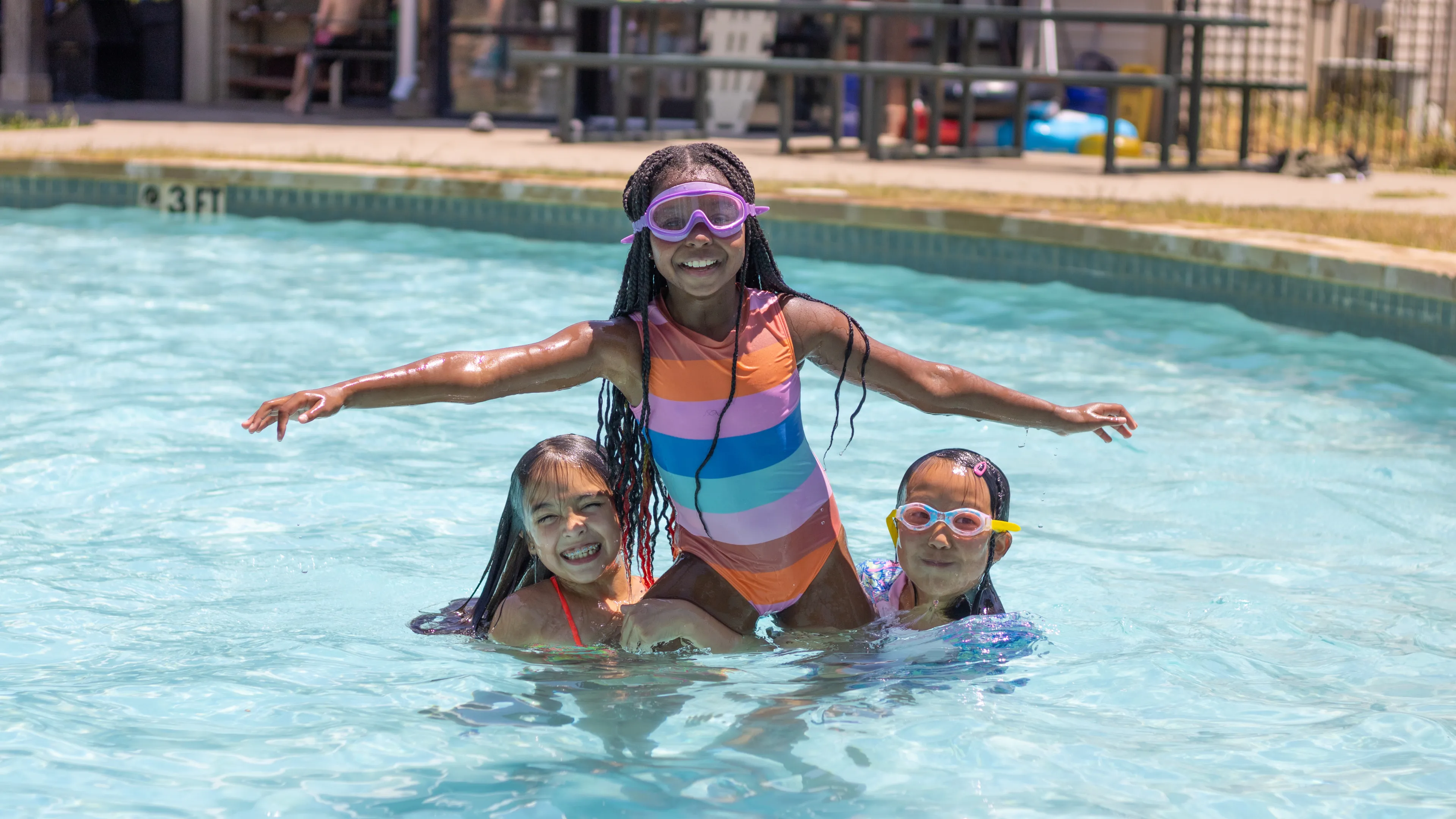Campers in the pool
