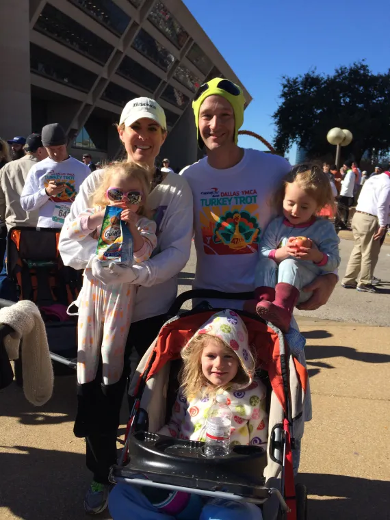Jane and her family in 2014 at Turkey Trot