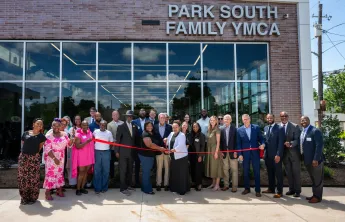 Ribbon cutting from branch opening