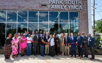 Ribbon cutting at park south family ymca