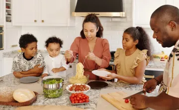 Family sharing a healthy meal
